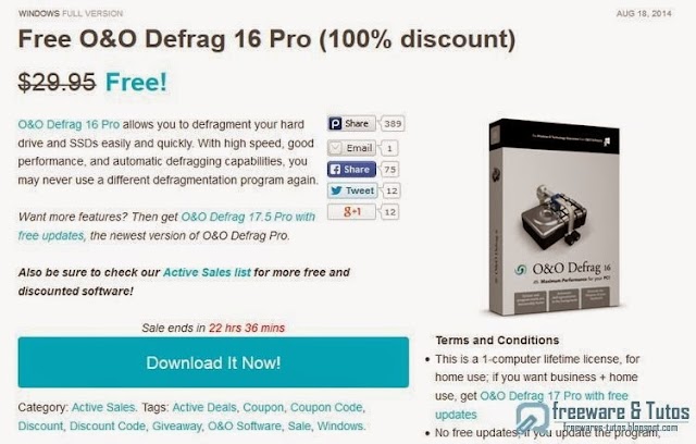 Offre promotionnelle : O&O Defrag 16 Professionnal Edition gratuit pendant 24 heures !