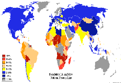 Mapa mundial de la pobreza