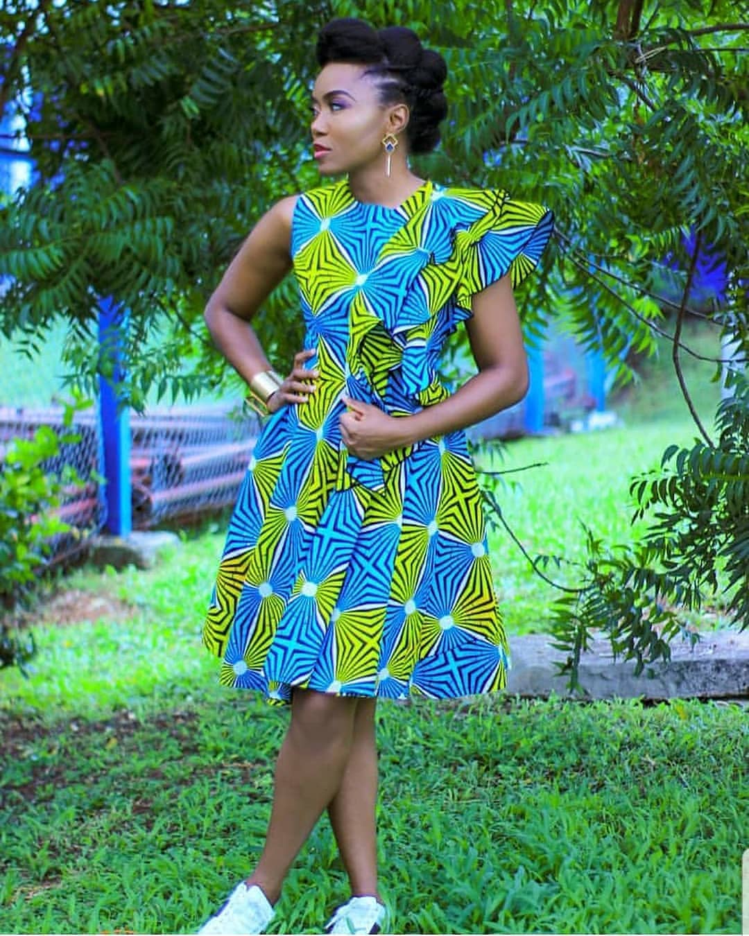 short ankara flare gown