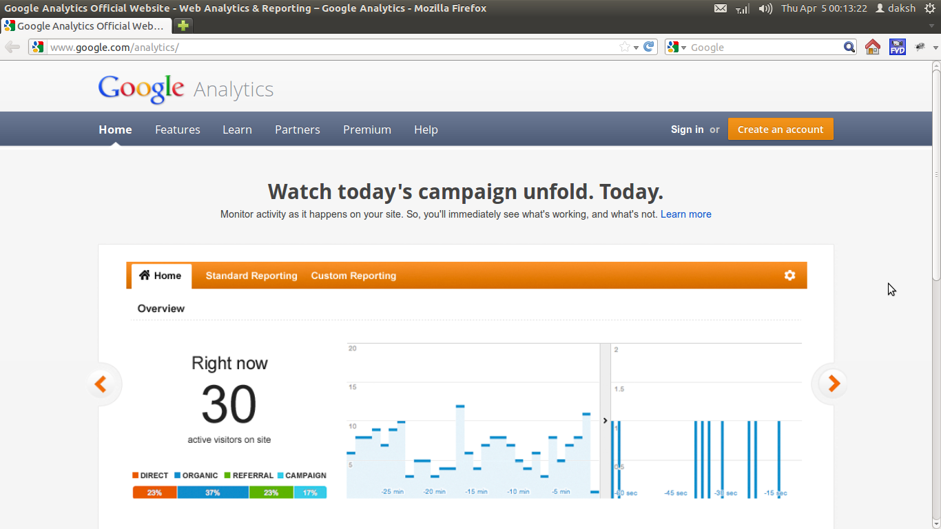 Web Updates New Homepage of Google Analytics