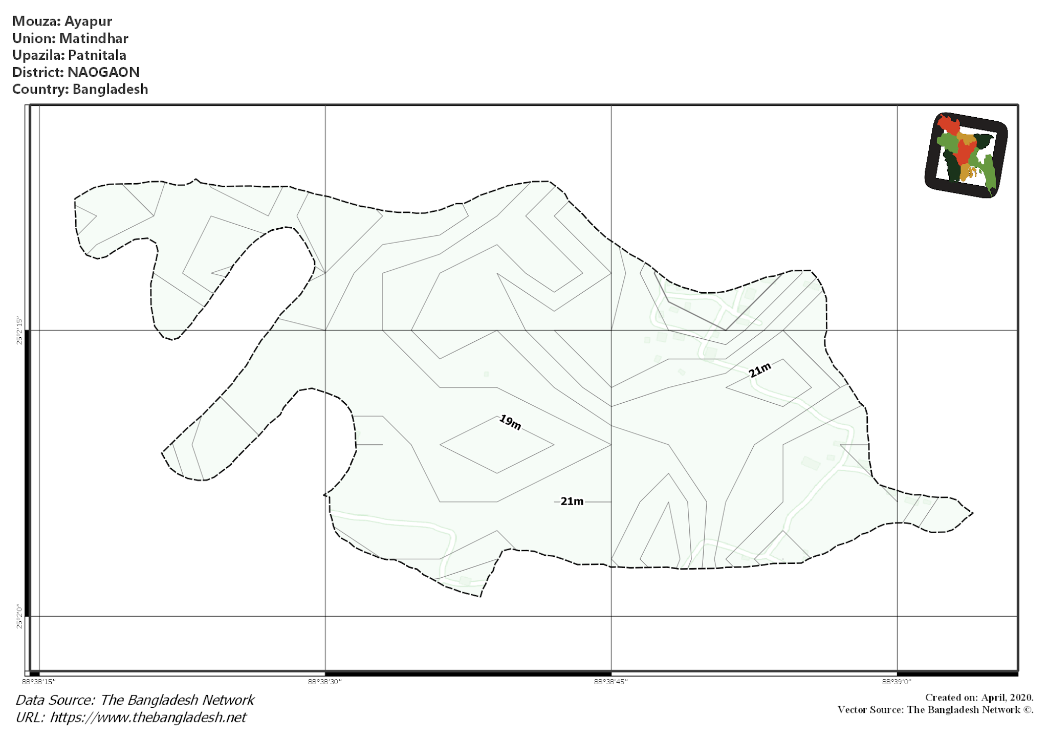 Map of Ayapur Mouza of Patnitala Upazila, NAOGAON, Bangladesh.