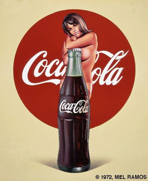 Mel Ramos pintura mulheres nuas peladas embalagens chocolate marcas coca cola sensual vintage