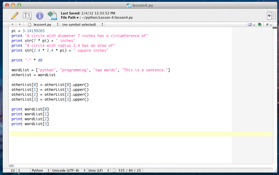 Getting Started with Python: Lesson 4 - Floats and Lists
