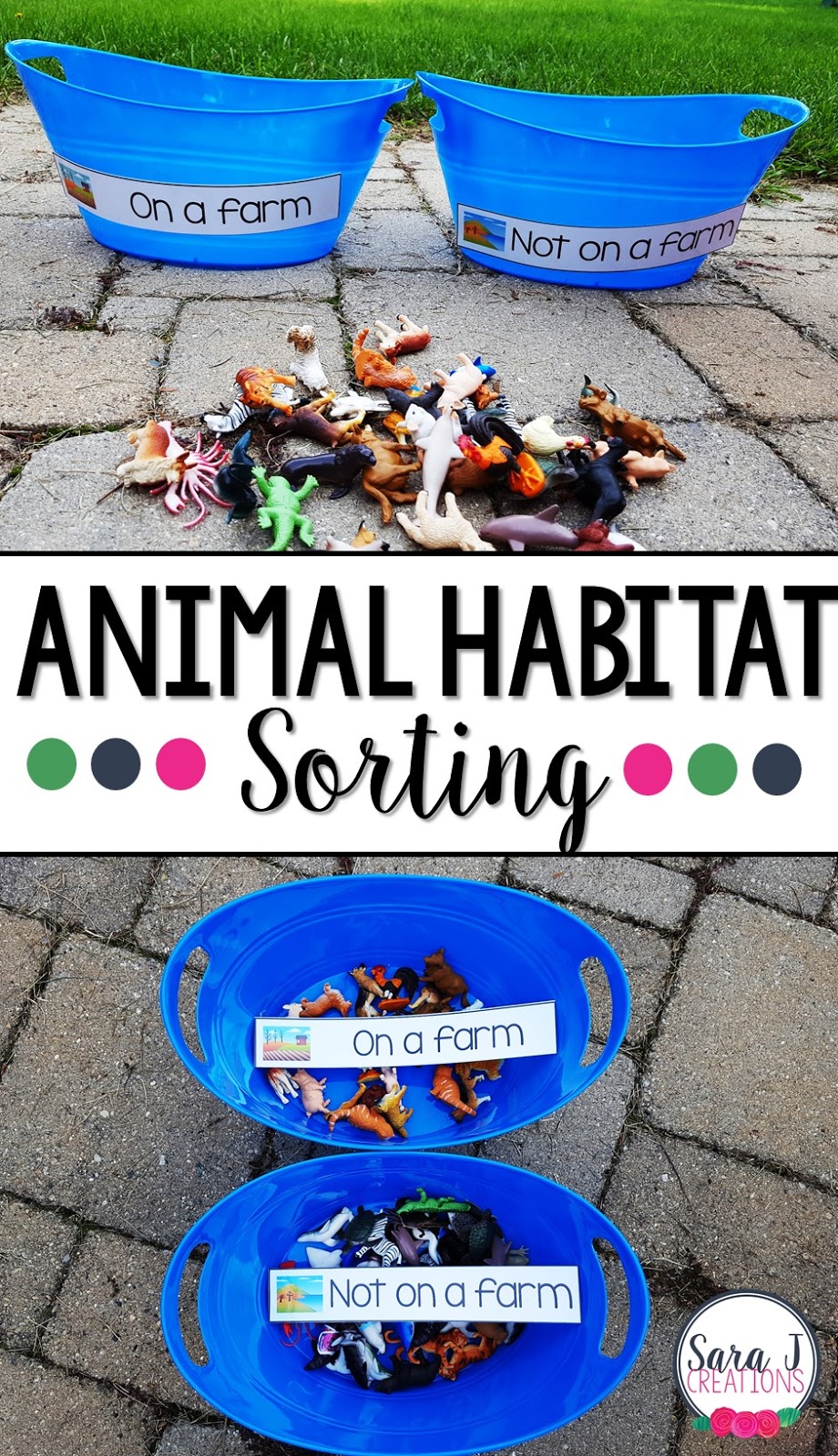 An animal habitat sort is a fun way to practice animals that live on a farm and animals that live in other places.