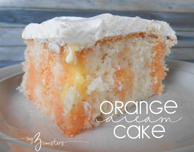 jello poke cake, orange and vanilla