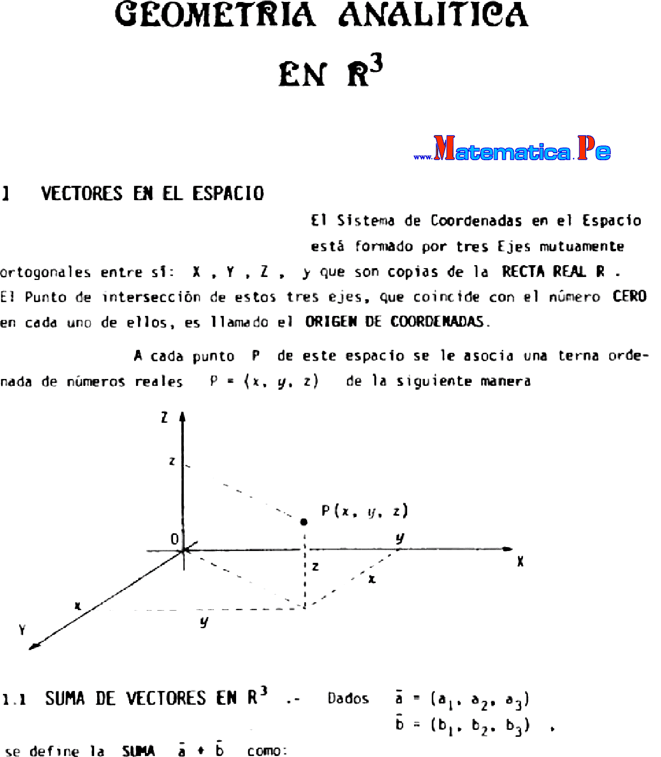 GEOMETRIA ANALITICA EN EL ESPACIO ( TRES DIMENSIONES ) - R3 PROBLEMAS ...