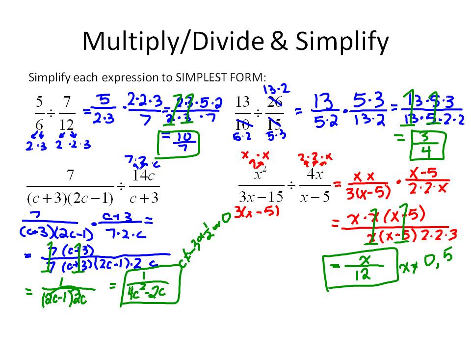 Multiply And Divide Rational Expressions Calc