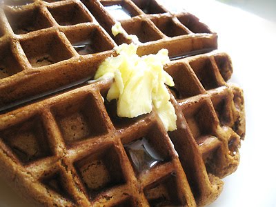 pumpkin gingerbread waffles