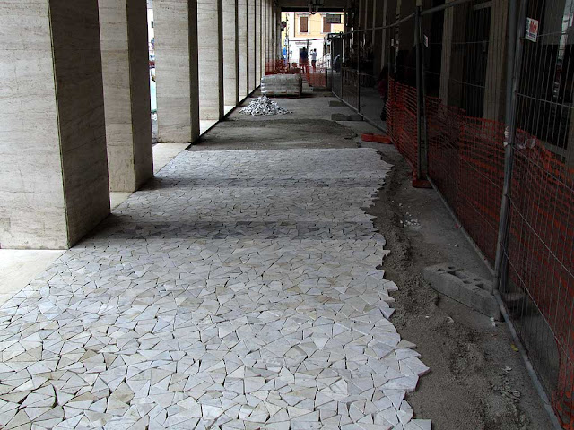 Repaving porticoes, Venetian flooring, via Pieroni, Livorno