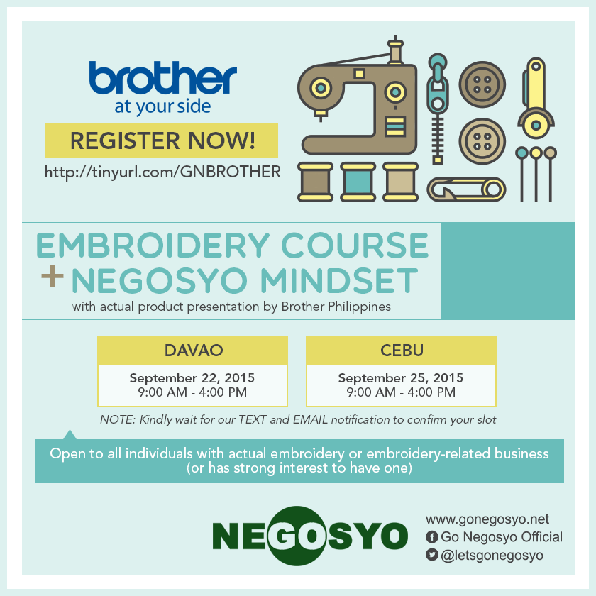 . FREE Embroidery Training in Davao and Cebu from Brother Philippines