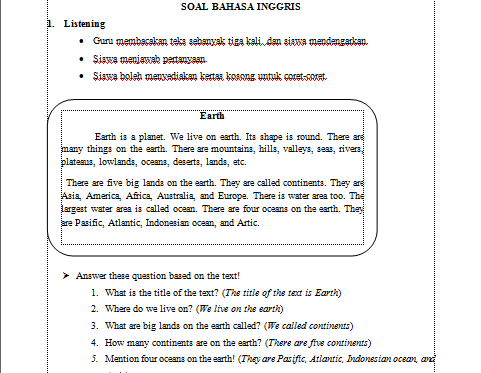 Ujian Praktek Bahasa Inggris Kls 6 Guru Galeri