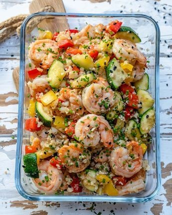 Clean Eating Shrimp Cauliflower Fried Rice For Meal Prep!