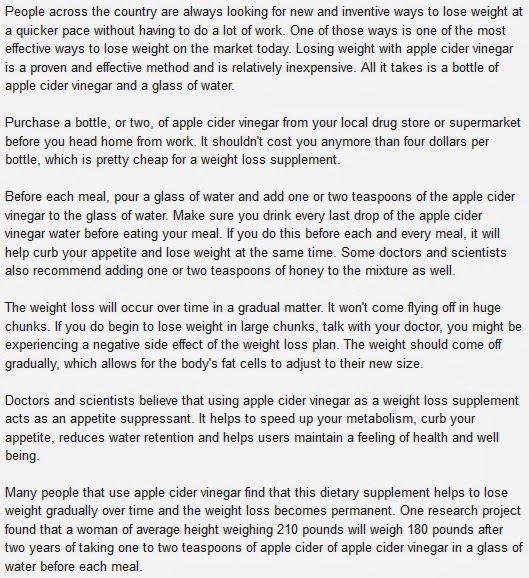 Quick Weight Loss Advices Apple Cider Vinegar Weight Loss