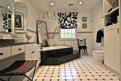 черно белый дизайн ванной комнаты