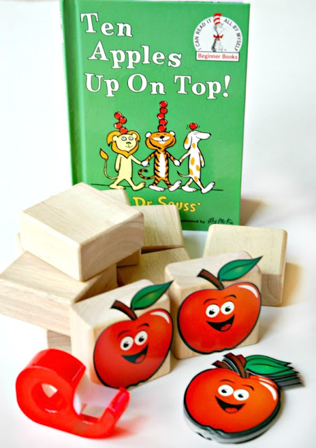 Ten Apples Up On Top Counting and Stacking. Simple Dr. Seuss book extension activity for toddlers and preschoolers!