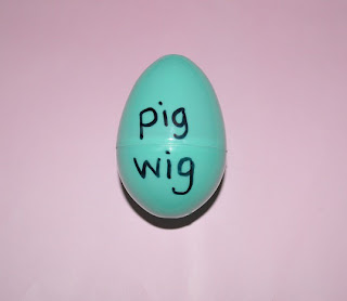 Match rhyming words with plastic Easter eggs