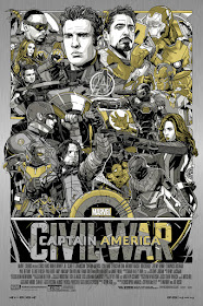 Captain America Civil War Vibranium Metal Variant Screen Print by Tyler Stout x Mondo