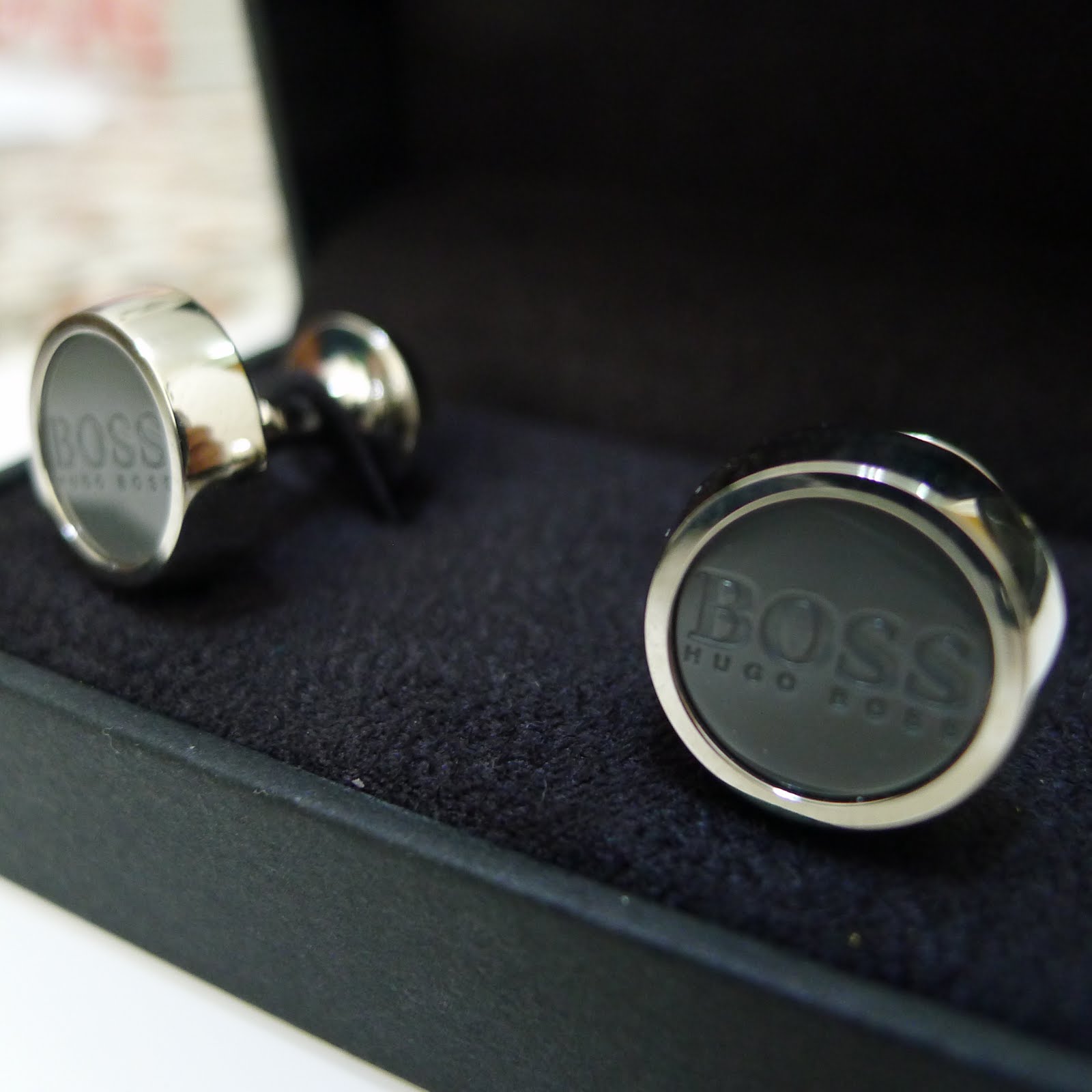 hugo boss cufflinks and tie clip set