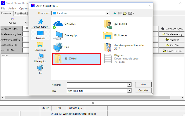 Cómo cargar archivo Scatter en SP Flash Tool