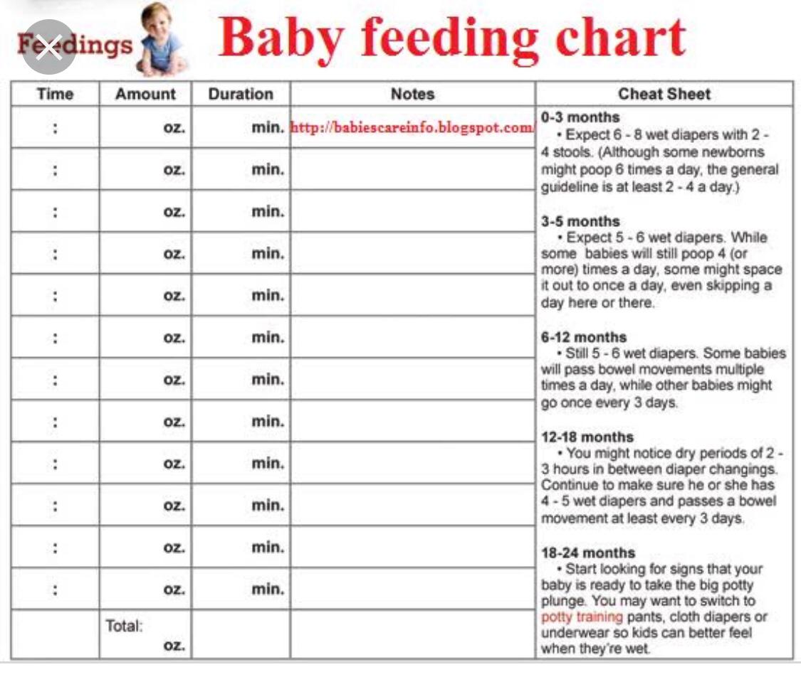 Baby Feeding Chart - DR SAIRA BALOCH