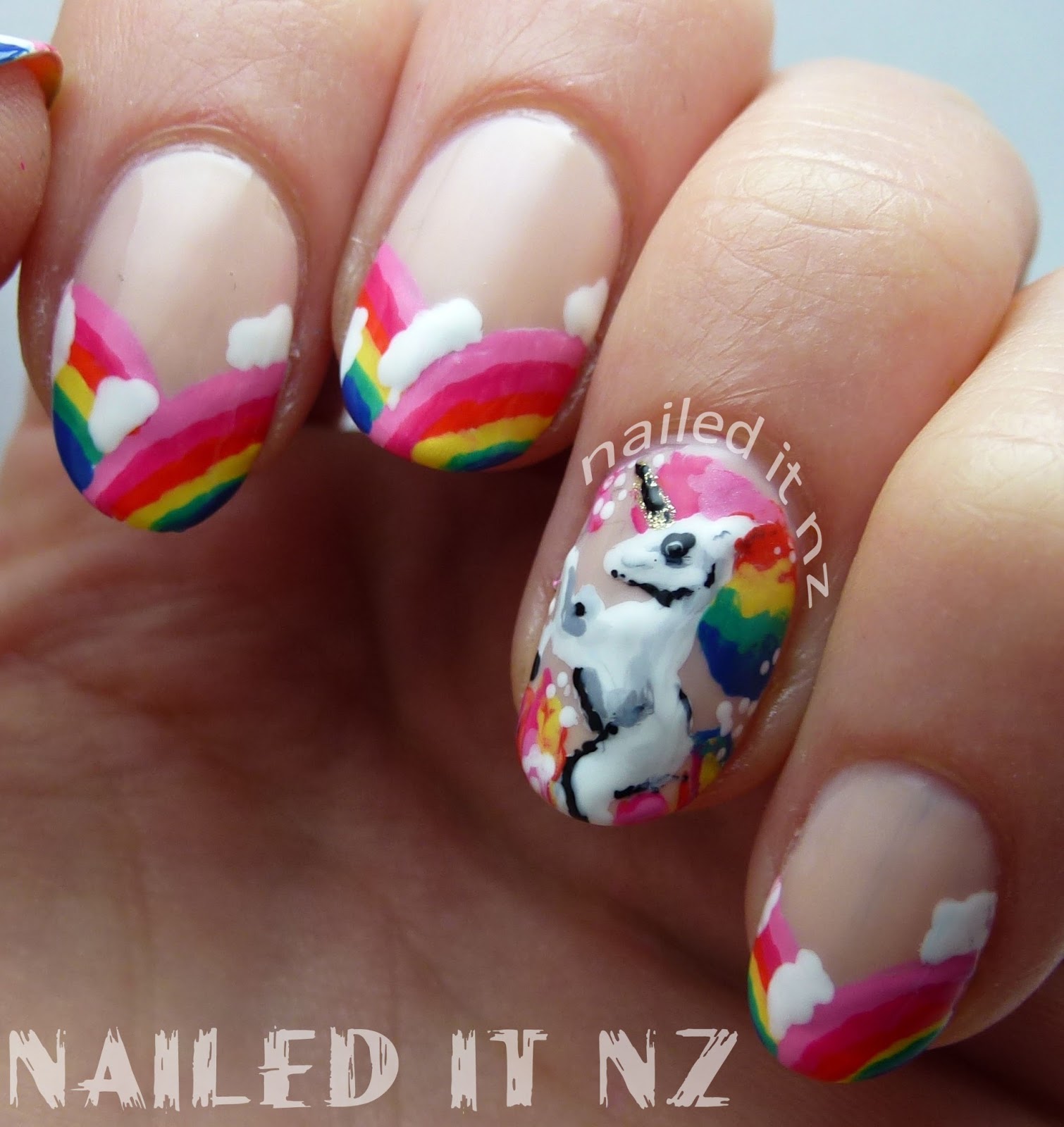 Rainbow Unicorn nail art - Inspired By Robin Moses