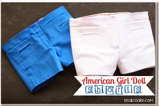 Pattern for doll clothes to make adorable American Girl Doll shorts. #AGDoll #AmericanGirlDoll #Sewing #Pattern #RealCoake