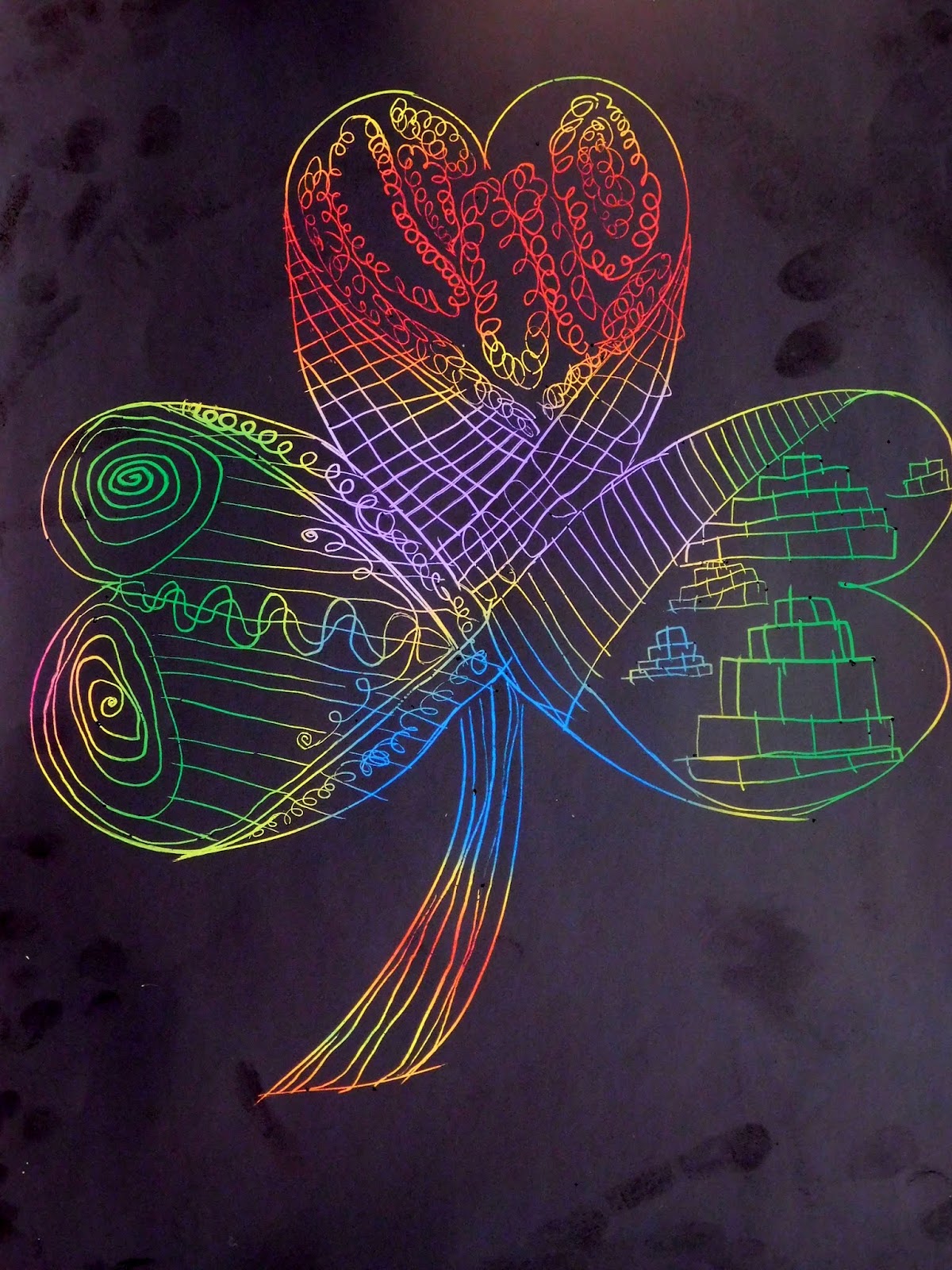Rainbow Floral Design on Scratch Paper, Zentangle inspired, DIY  SCRATCH-OFF ART