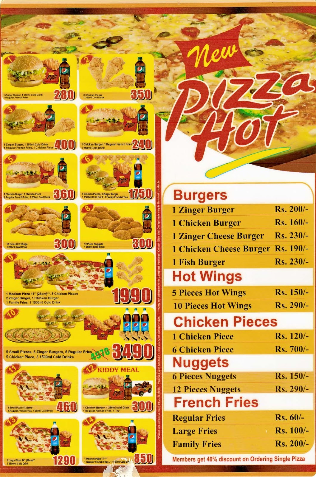 Pizza Menu (New Pizza Hut Raza CNG GT Road Kharian)