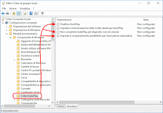 Editor Criteri di gruppo locali - AutoPlay Windows 10