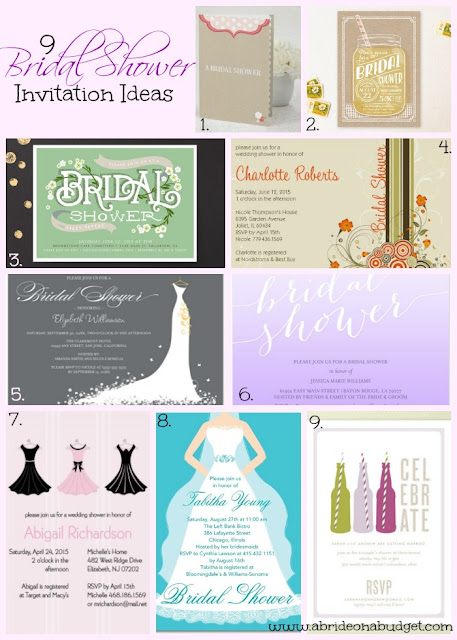 Planning a bridal shower? Get these 9 Bridal Shower Invitation Ideas from www.abrideonabudget.com.