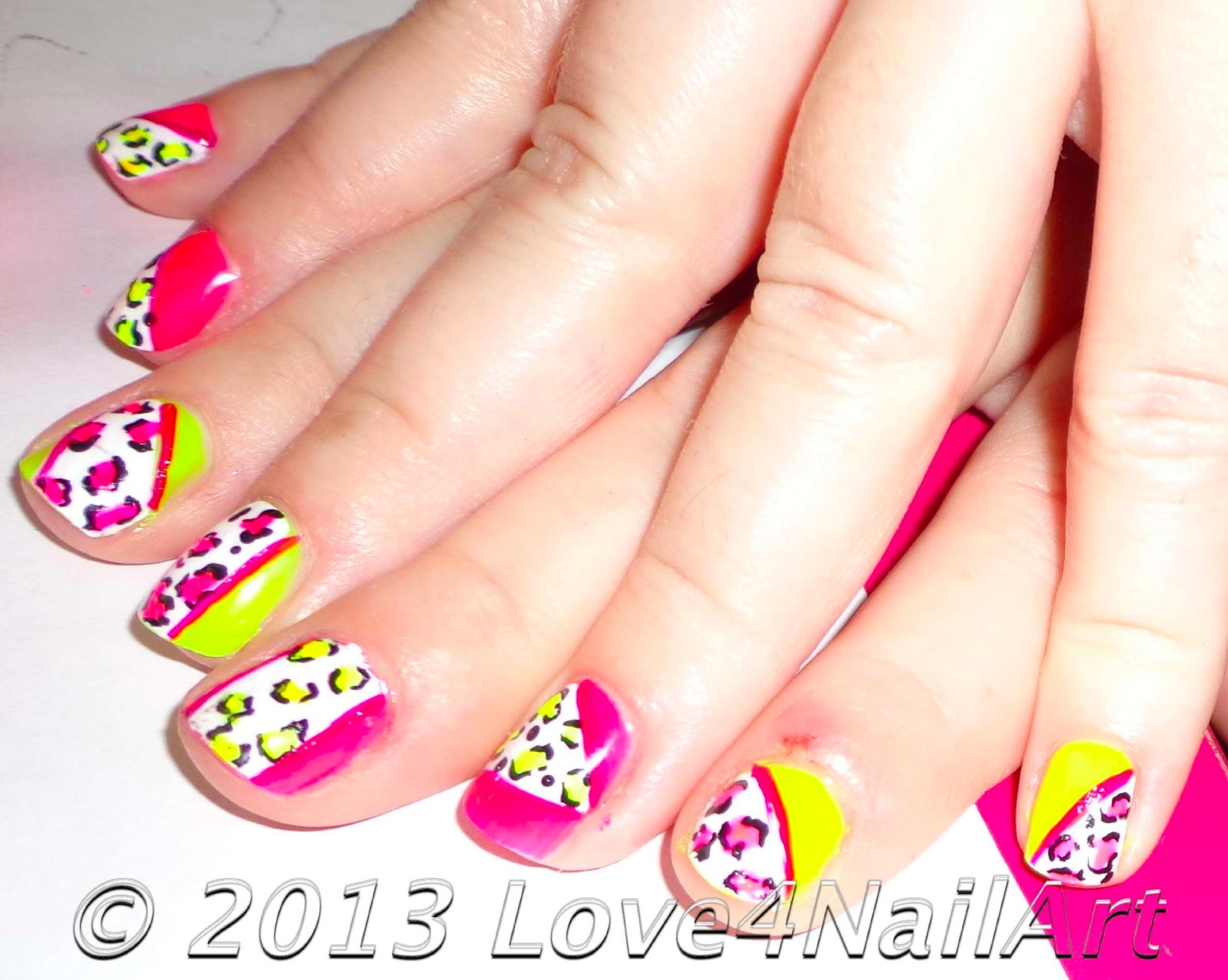 Love4NailArt: Neon Leopard Nail Art For Short Nails