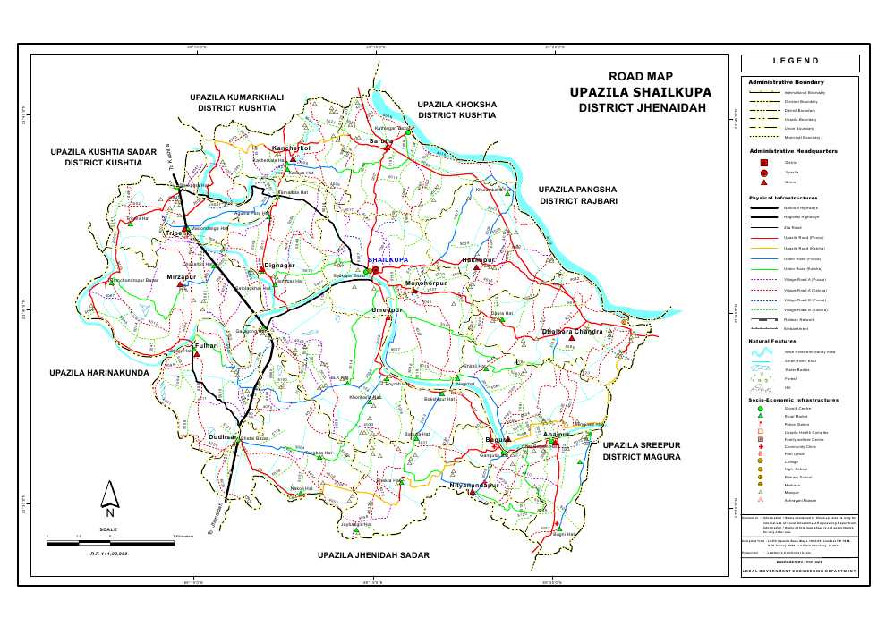 Shailkupa Upazila Road Map Jhenaidah District Bangladesh