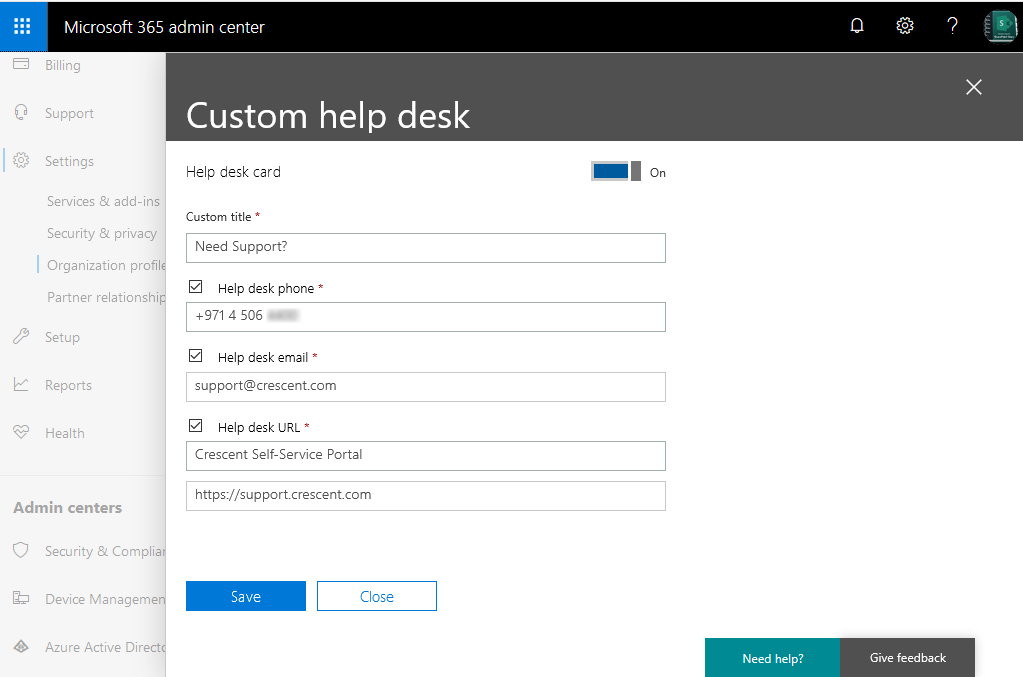 How To Add Help Desk Contact To Office 365 Help Menu Sharepoint
