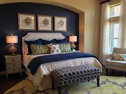 bedroom navy master decor decorating combination colors accent bedrooms homes harvest wall gold bed interiors room accents dark 70s interior