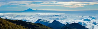 Look Mount Agung in Bali afternoon Plawangan Senaru an altitude 2641 meters - Mount Rinjani