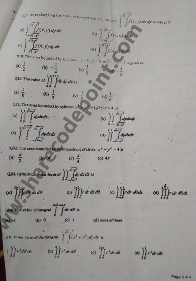 MTH212 : Multivariate Analysis Linear Algebra and Special Functions Mid ...
