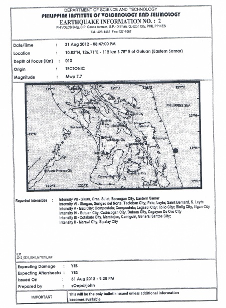 Philippine tsunami alert levels