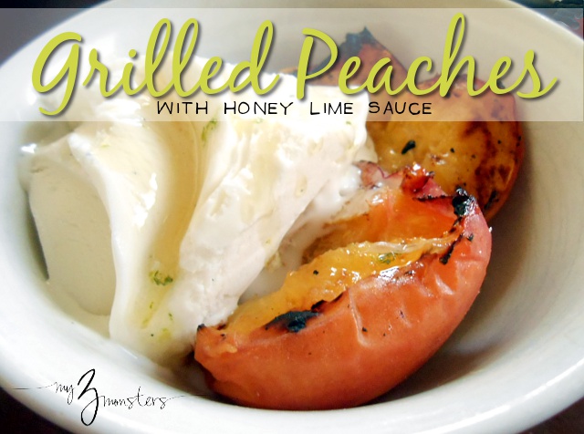 Grilled Peaches with Honey Lime sauce -- recipe at /
