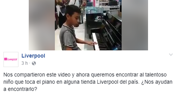 Busca "Tienda Liverpool" a niño que toca el piano