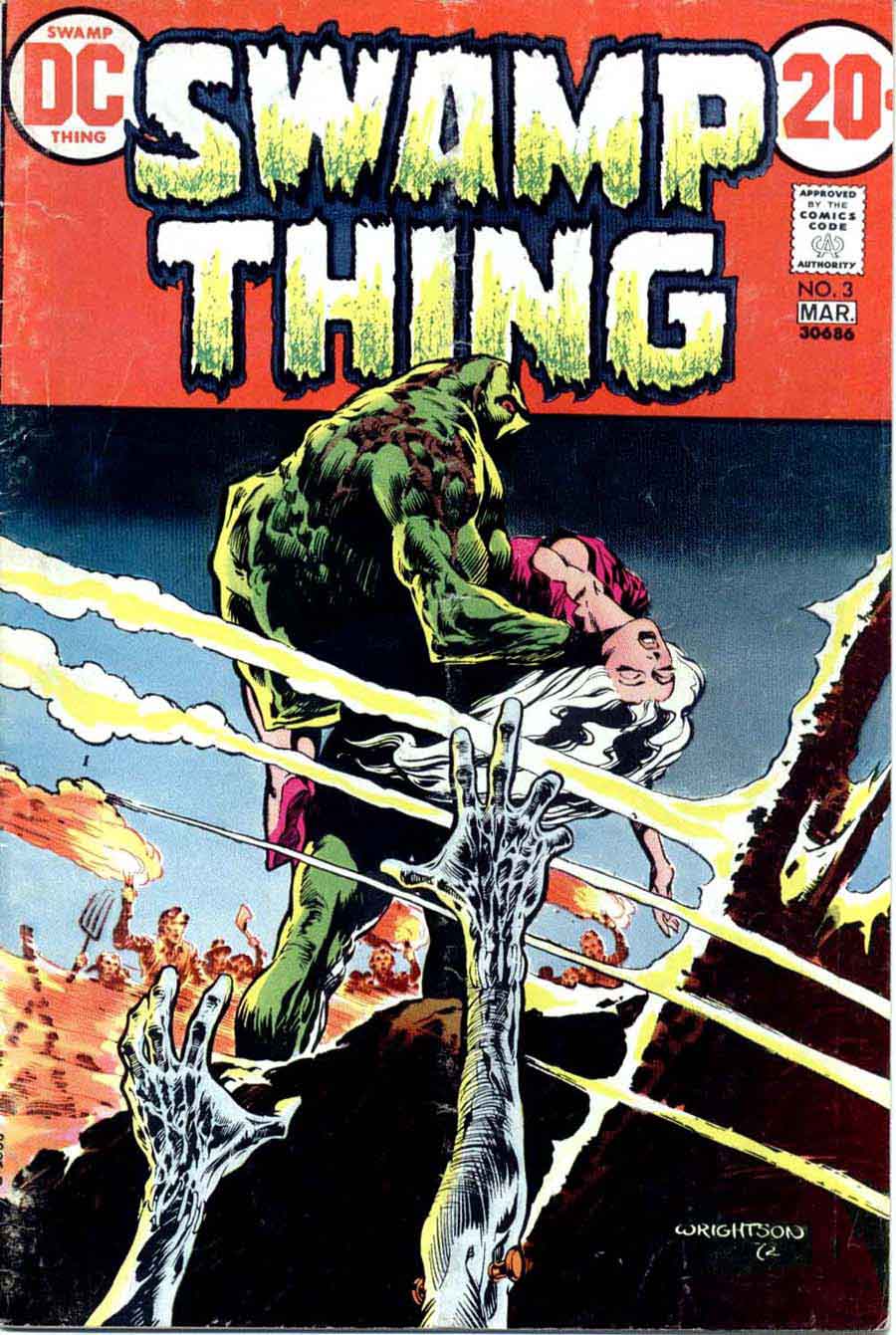 Swamp Thing #3 bronze age 1970s dc comic book cover art by Bernie Wrightson