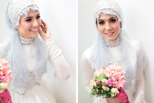 baju pengantin ijab kabul bunga
