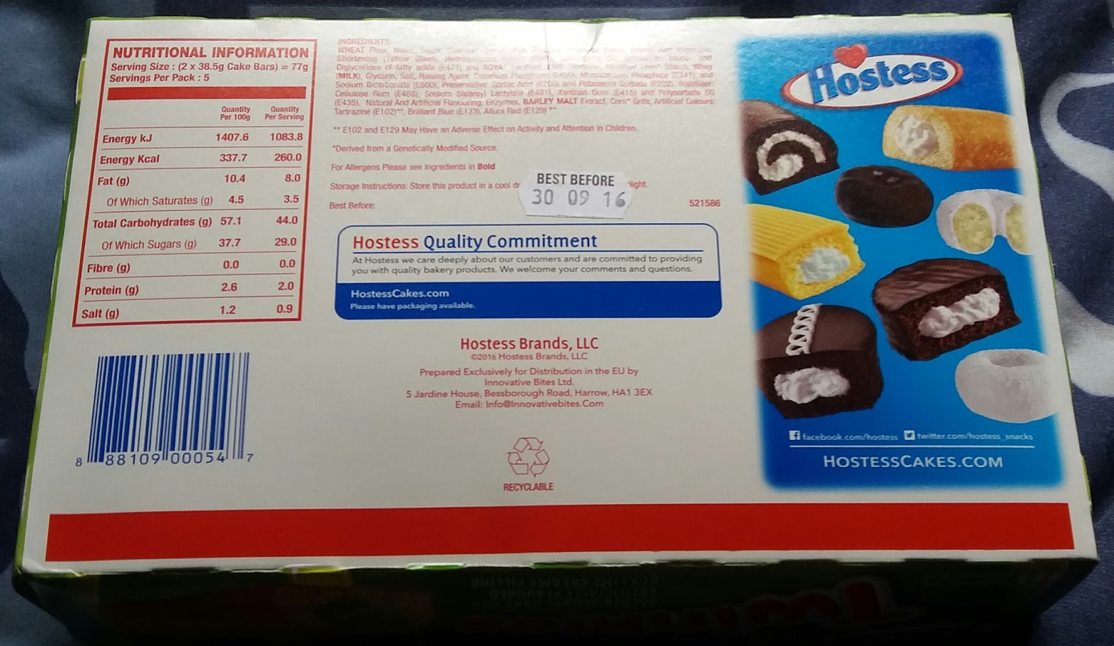 hostess nutritional information