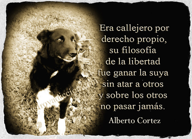 Era callejero por derecho propio;  su filosofía de la libertad  fue ganar la suya, sin atar a otros  y sobre los otros no pasar jamás.