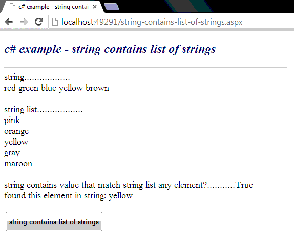contains string c#