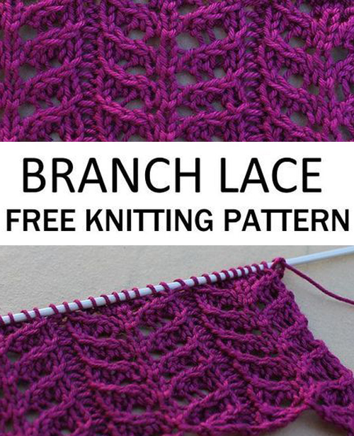 Branch Lace Knitting Stitch - Free Pattern