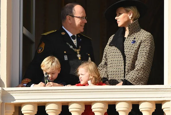 Crown Prince Jacques and Princess Gabriella watched the celebrations from the window of the Palace