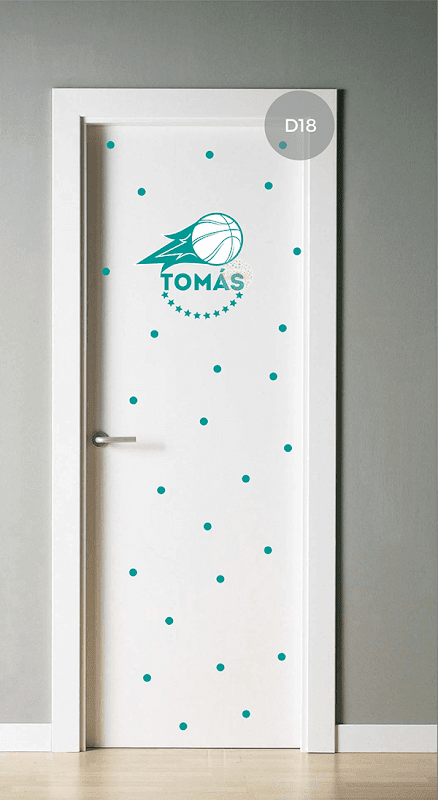 Vinilos para puerta de dormitorio de varon FUTBOL AVION CIRCO BASQUET