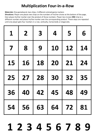 Bookish Ways in Math and Science: Multiplication Game
