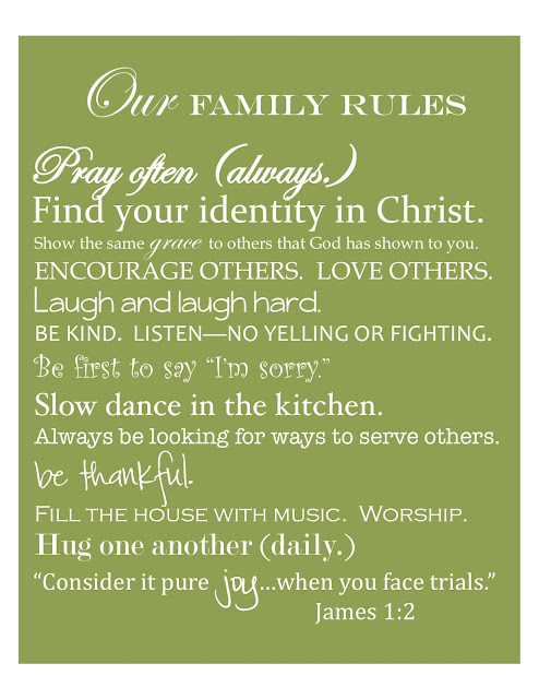 Family Rules Free Print