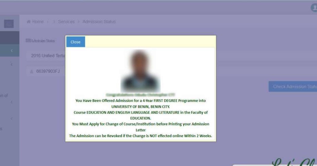 JAMB CHANGE OF COURSE/SCHOOL ON ADMISSION LETTER FOR 2016